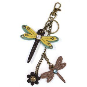 Chala Dragonfly Charm Key Chain, Aqua, Yellow